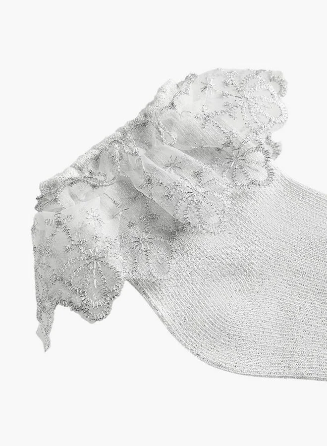 Flora Bella By Shoexpress Pack Of 2 Flora Bella Girls Socks Embroidered Frill Detail Ramadan Collections